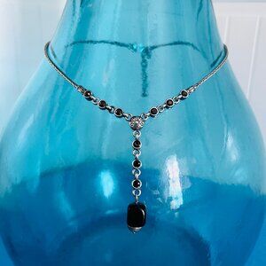 Brighton Rigoletto Silver and Black Drop Necklace